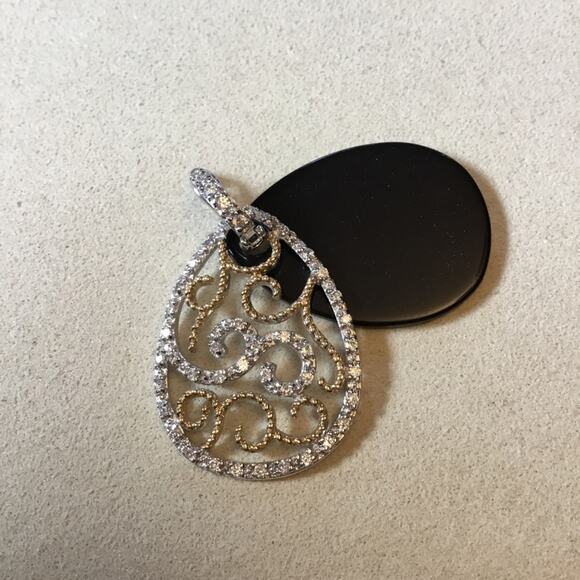 Sterling Silver & Black Teardrop Crystal Pendant - Picture 3 of 9